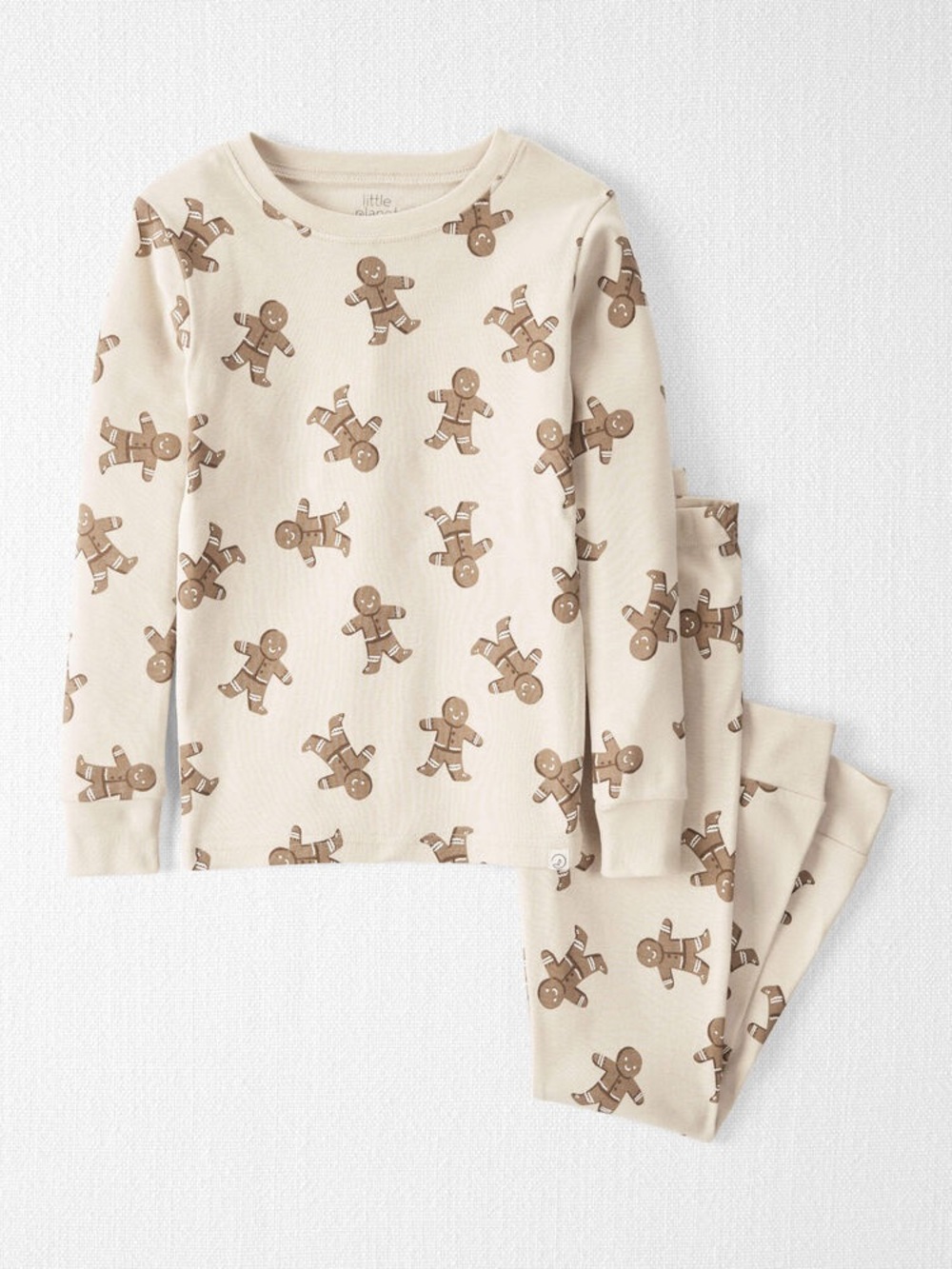 Kids Premium Organic Cotton Cream Gingerbread Print Pajama Set